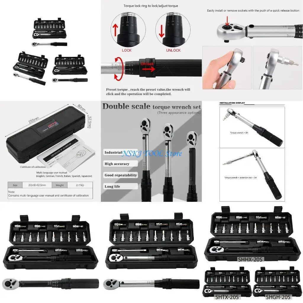 

L8RC Bike Ratchet Torque Wrench Allen Tool Socket Spanner Set Cycling