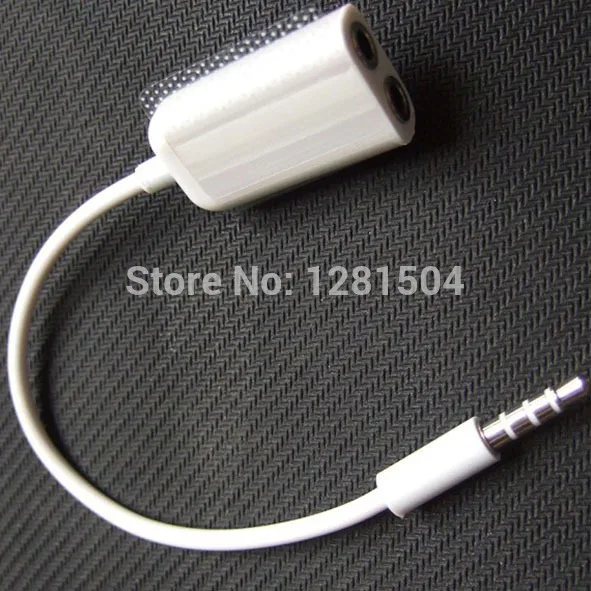 500pcs/lot White 3.5mm Audio Splitter Cable 1 to 2 Audio Splitter Line for iPhone For iPad LG Samsung Galaxy Note Phone HTC