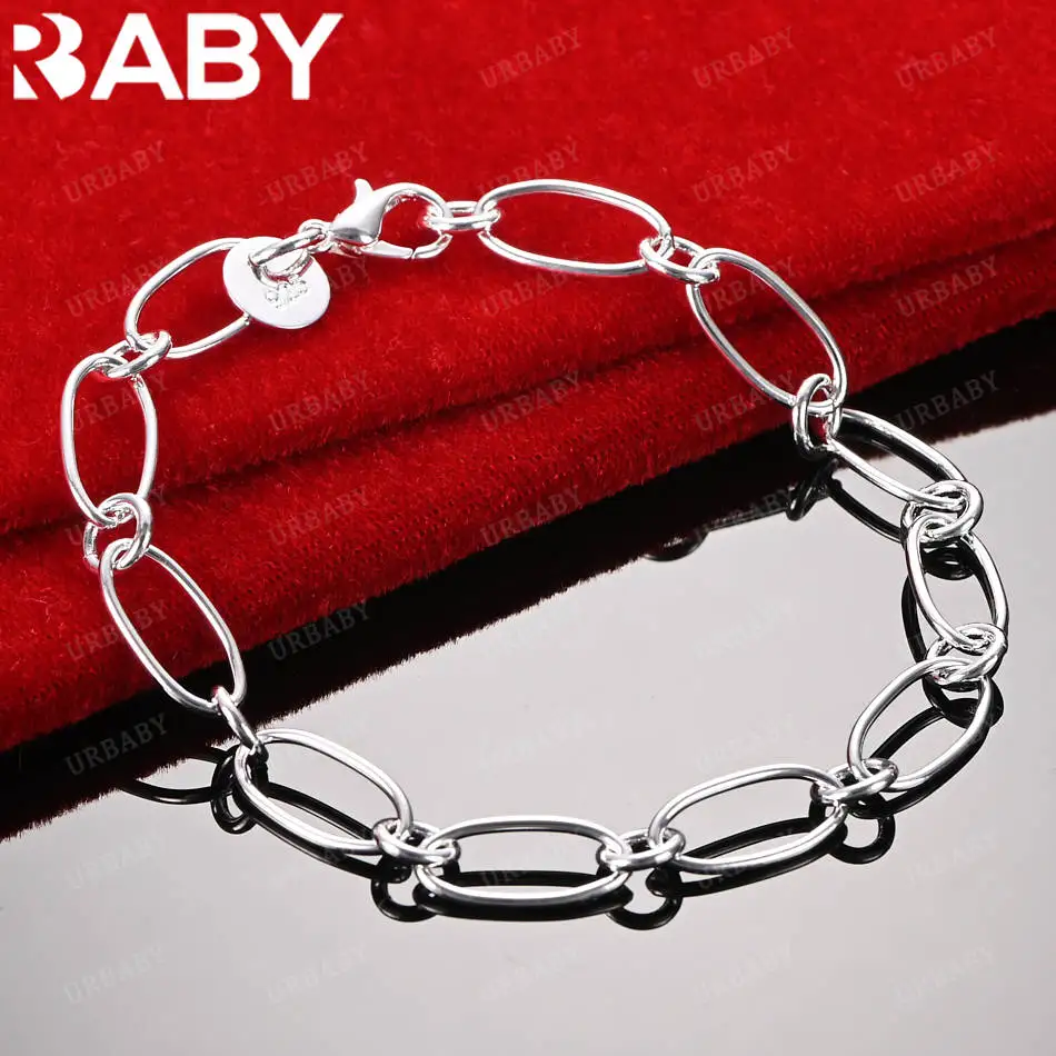

URBABY 925 Sterling Silver Chain Bracelet For Women Men Fashion Jewelry Charm Grace Noble Wedding Accessories