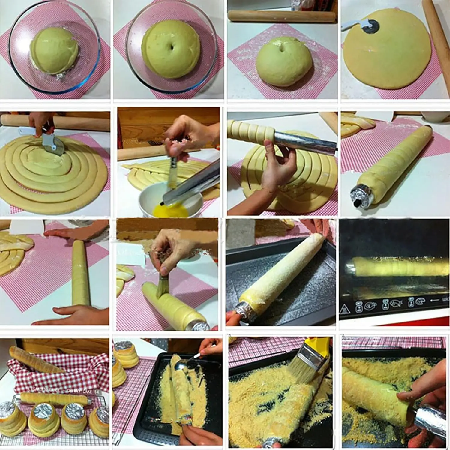 Electric Ice Cream Cone Chimney Cake Roll Maker Chimney Cake Oven Machine 3200W Toast Oven with 16pcs Roll Mold 110V