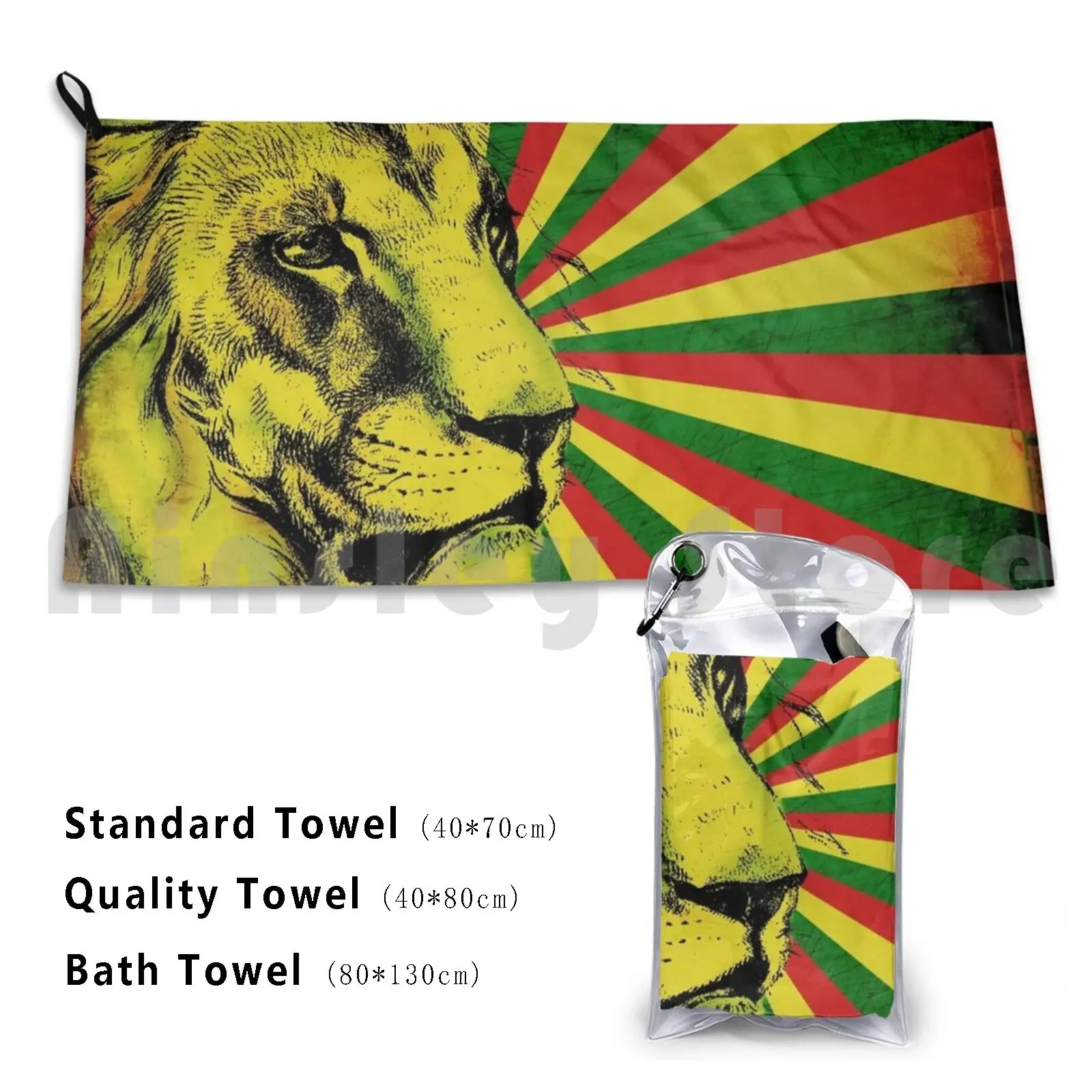 Rasta Lion / Rastafarian Red Gold And Green Lion Custom Towel Bath Towel Rasta Lion Rasta Lion Rasta Art