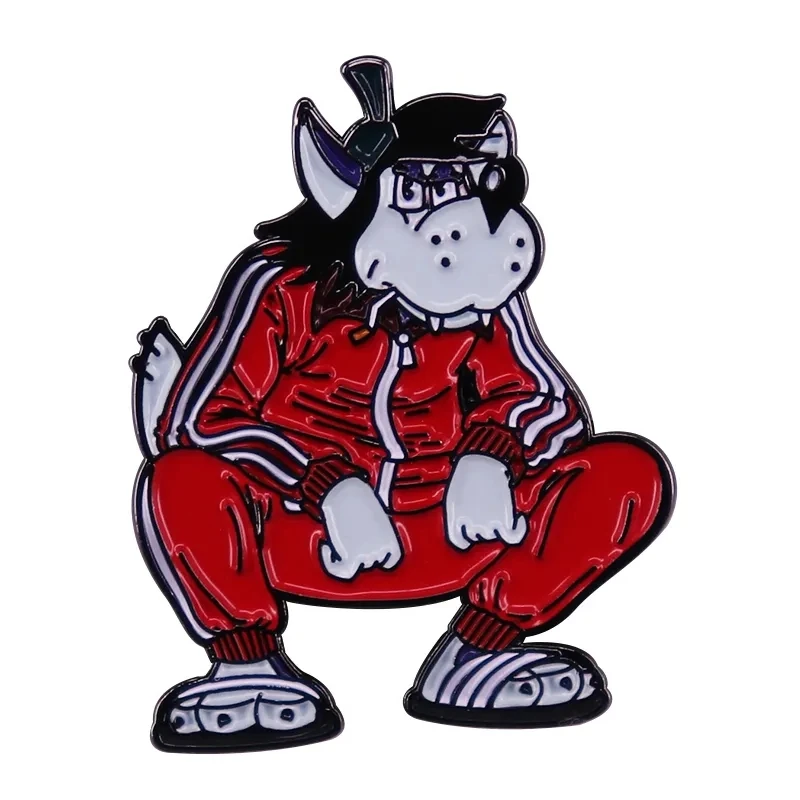 Russian Animated Series Nu Pogodi Tracksuit Squat Wolf Metal Brooch Badge Fashion Jewellery Backpack Accessory Gifts