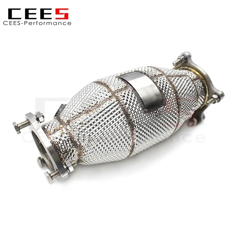 CEES Exhaust Downpipe for Audi A6 C8 2019-2023 Tuning High Performance with Catalyst Catted SS304 Stainless Steel Exhaust Pipe