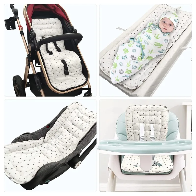 4 Season Stroller Seat Pad High Chair Compatible Baby Carrier Cushion Pushcart Accessory Universal Fit Washable Design
