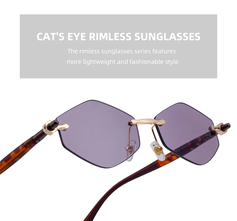 Randlose Polygon-Sonnenbrille für Damen 2026 Luxusmarke Mode Retro Sonnenbrillen Punk Sechseckige Brillen für Damen UV400 Outdoor-Sonnenbrillen – Detail 7