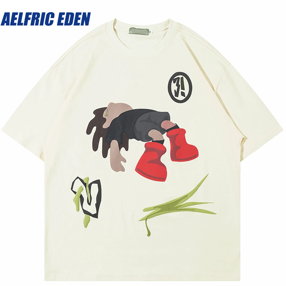 Aelfric Eden Funny Cartoon Graphic T Shirt 2023 Men Streetwear Hip Hop Oversized T-Shirt Harajuku Loose Tshirt Cotton Tops Tees