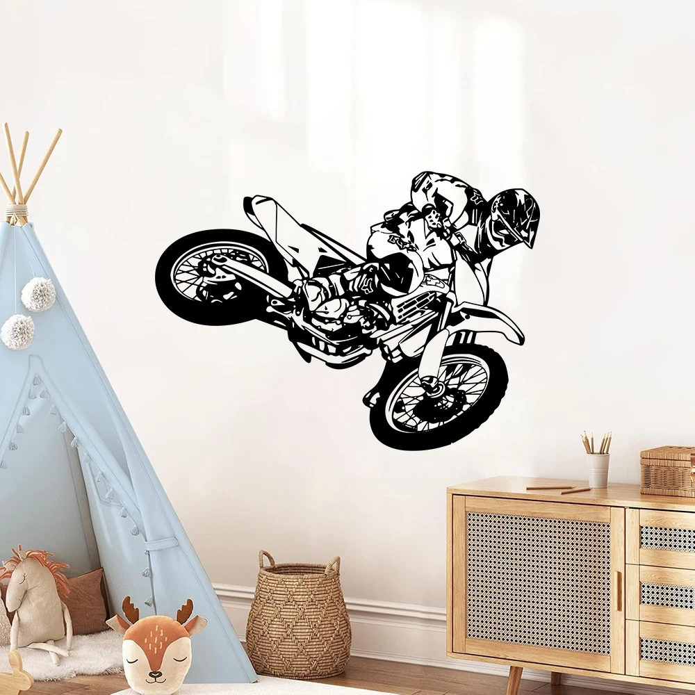 Motorcycle Stunts Motorcross Dirt Bike Wall Stickers Decals Boy Room Kids Room Playroom Wall Decor