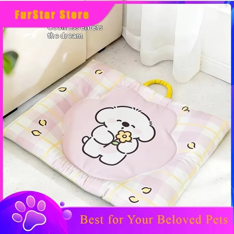 FurStarAll-Season Reversible Cooling Dog Cat Mat, Waterproof Breathable Pet Bed Pad, Summer Non-Slip Floor Mat For Small Dogs Ca