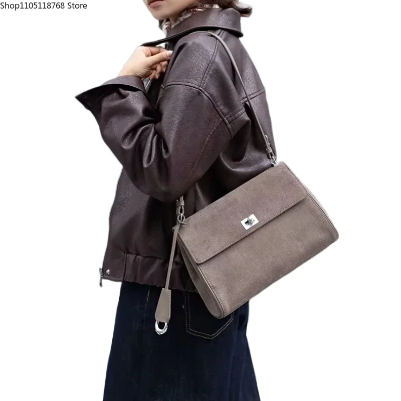 

Осень-зима женская замшевая сумка через плечо из зернистой кожи роскошная дизайнерская сумка через плечо винтажная сумка-мессенджер