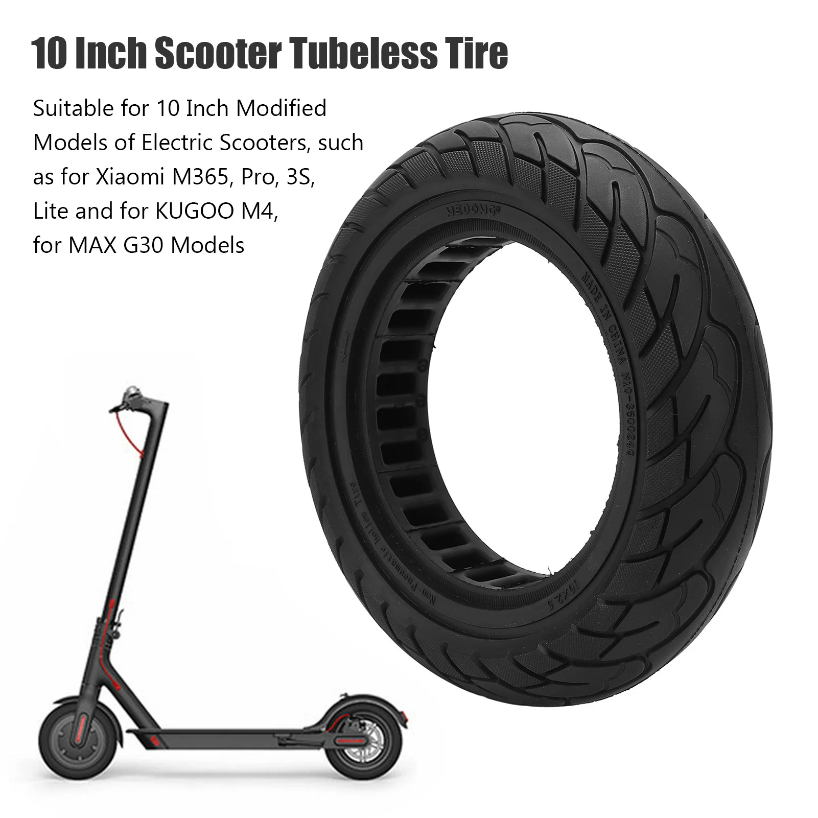 

Tire for Xiaomi Scooter, 10x2.5 Inch Electric Scooter Solid Tire 10 Inch Honeycomb Scooter Tubeless Tire for Xiaomi M365