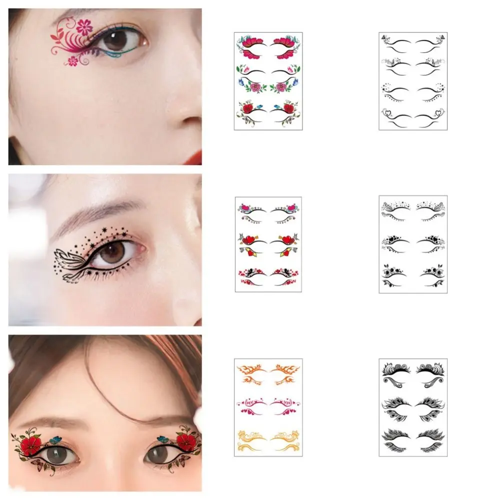 Butterfly Flower Temporary Eyelash Tattoo Sticker Waterproof Eyes Face Hands Body Art Fake Tattoos Makeup Water Transfer Sticker