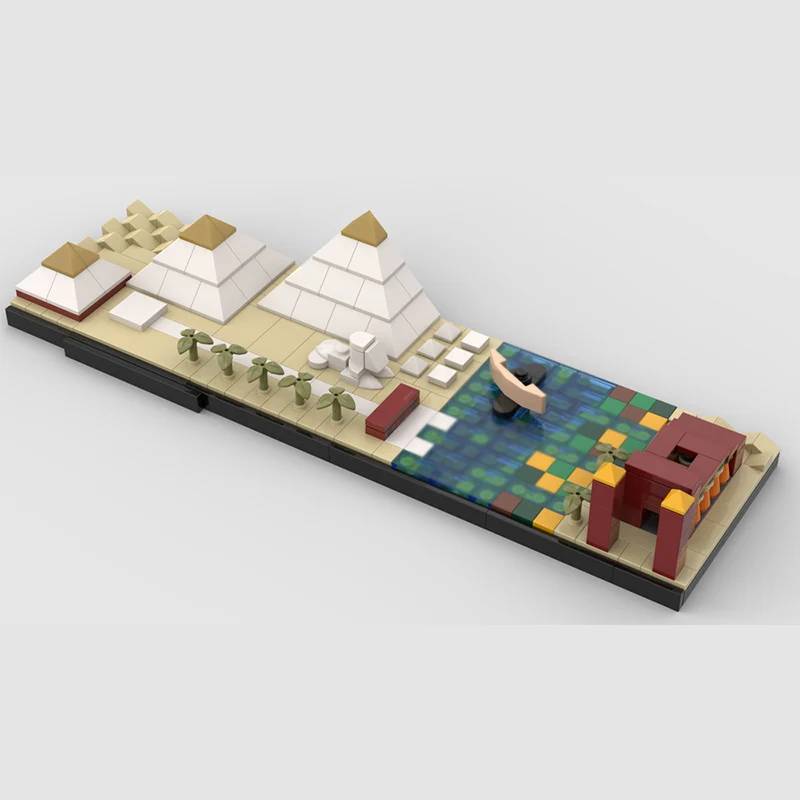 Modello Street View MOC Mattoni da costruzione Scena di architettura dell'Antico Egitto Tecnologia modulare Regali di festa per bambini Assemblare giocattoli