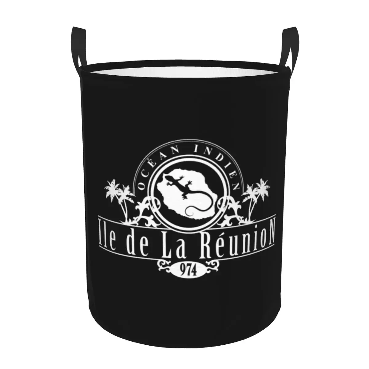 La Reunion Margouillat Island Logo Laundry Basket Foldable Large Capacity Clothes Storage Bin Baby Hamper