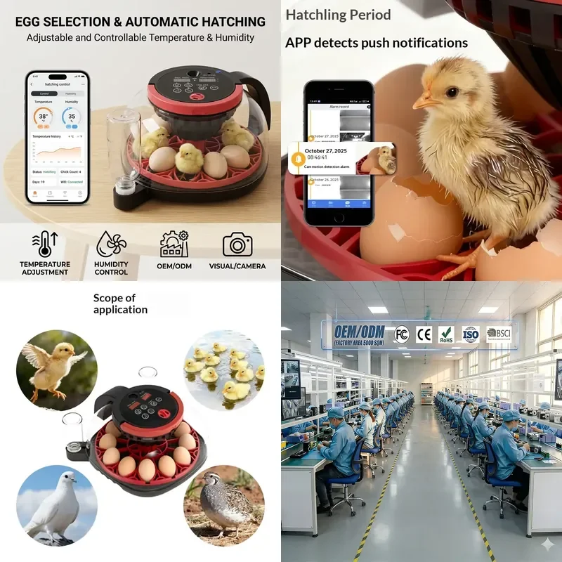 Smart with App Control Full Automatic Poultry Hatching Machine Temp Humidity 110V/220V