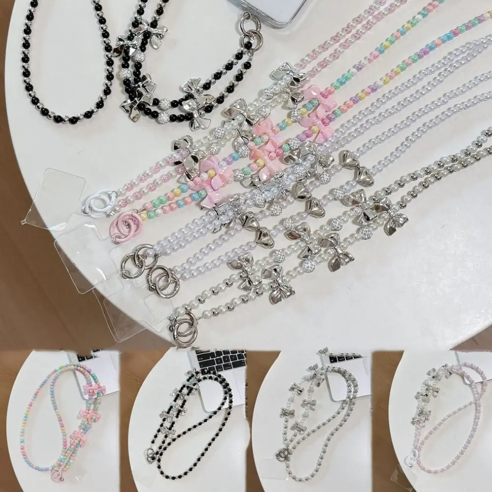 القوس القلب الهاتف المحمول الحبل مع بطاقة طويلة Crossbody سلسلة هواتف قطري الحبل حقيبة سلسلة DIY بها بنفسك سلسلة هواتف محمولة حقيبة الأشرطة