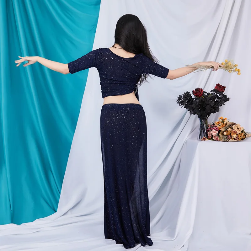 Customized Belly Dance Costume Set Exquisite Crystal Beads Professional Performance Dress Practice Dress 2Pcs