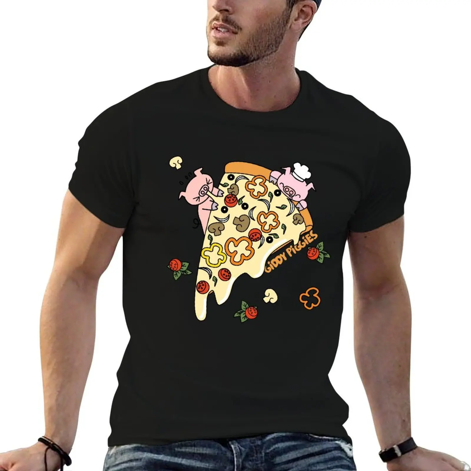 Giddy Piggies Love Pizza T-Shirt t shirts with prints t shirts for man graphic tees t shirts for man graphic funny T-shirt