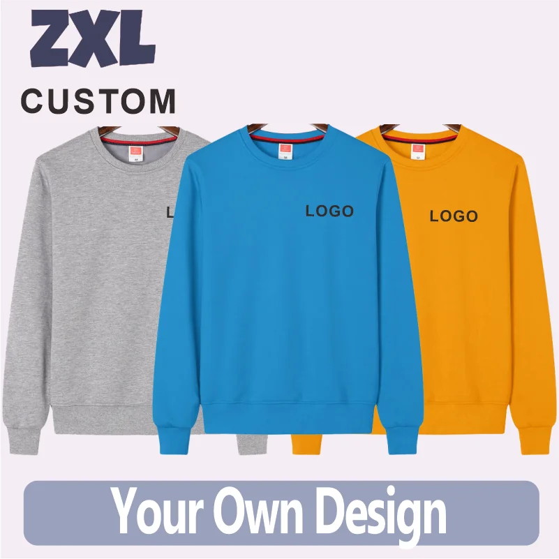 Men's Sweatshirt Cotton Crewneck Couples Sweatshirts Drop Shoulder Long Sleeve Hoodie Personal Company Group Logo Custom Print