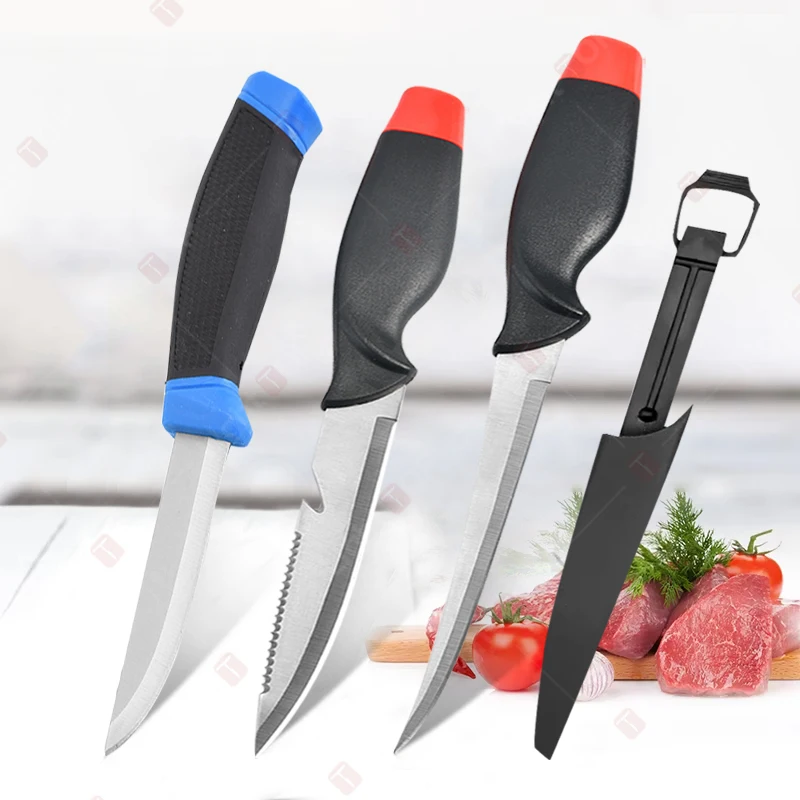 Professional Fillet Boning Knife for Fish Meat Cleaver Butcher Knife Fruit Cutter Stainless Steel Fishing Knife with Sheath