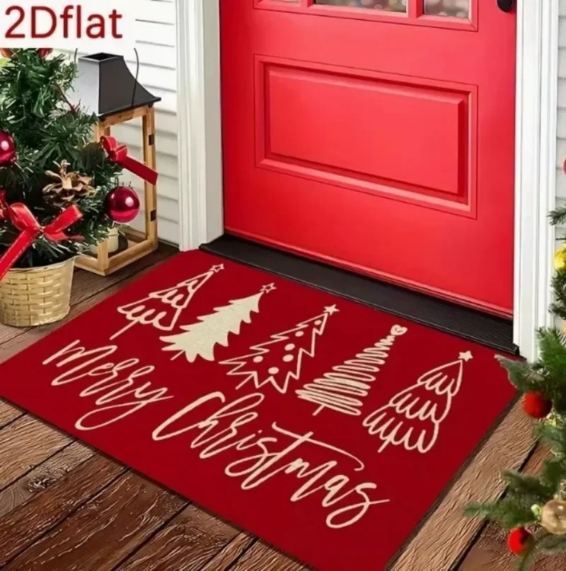 Dachshund Christmas Doormat Funny Ugly Sweater Santa Hat Dog Print Indoor Outdoor Entryway Xmas Holiday Decor Welcome Mat