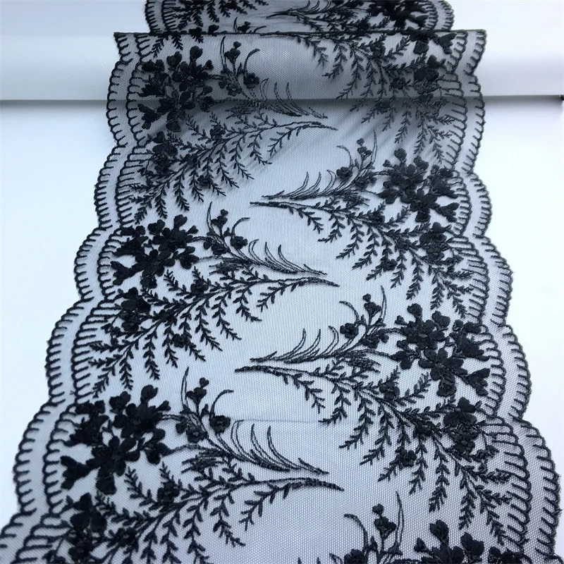 

Black Tulle Embroidery Lace Fabrics DIY Handmade Bra Accessories Floral Mesh Lace for Lingerie Sewing Crafts Dress Needle Works