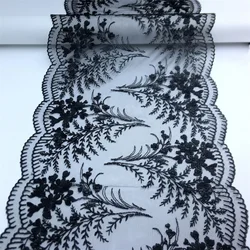 Black Tulle Embroidery Lace Fabrics DIY Handmade Bra Accessories Floral Mesh Lace for Lingerie Sewing Crafts Dress Needle Works