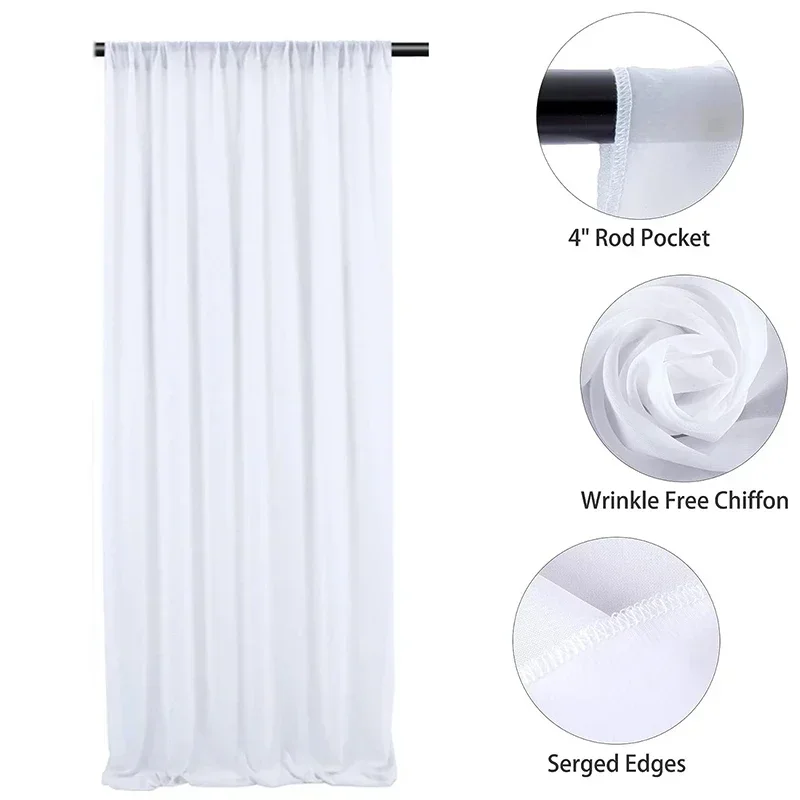 5FTx10FT Backdrop Curtain Chiffon Fabric, for Wedding Ceremony Arch Party Home Window Stage Decoration with Rod Pockets