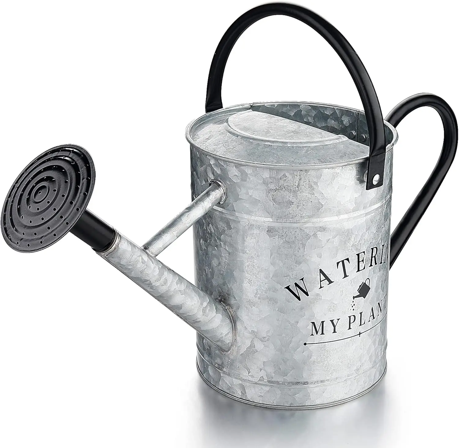 Galvanized Watering Can for Outdoor Indoor Plants, 1 Gallon Decorative Countryside Style Watering Can with Removable Spout