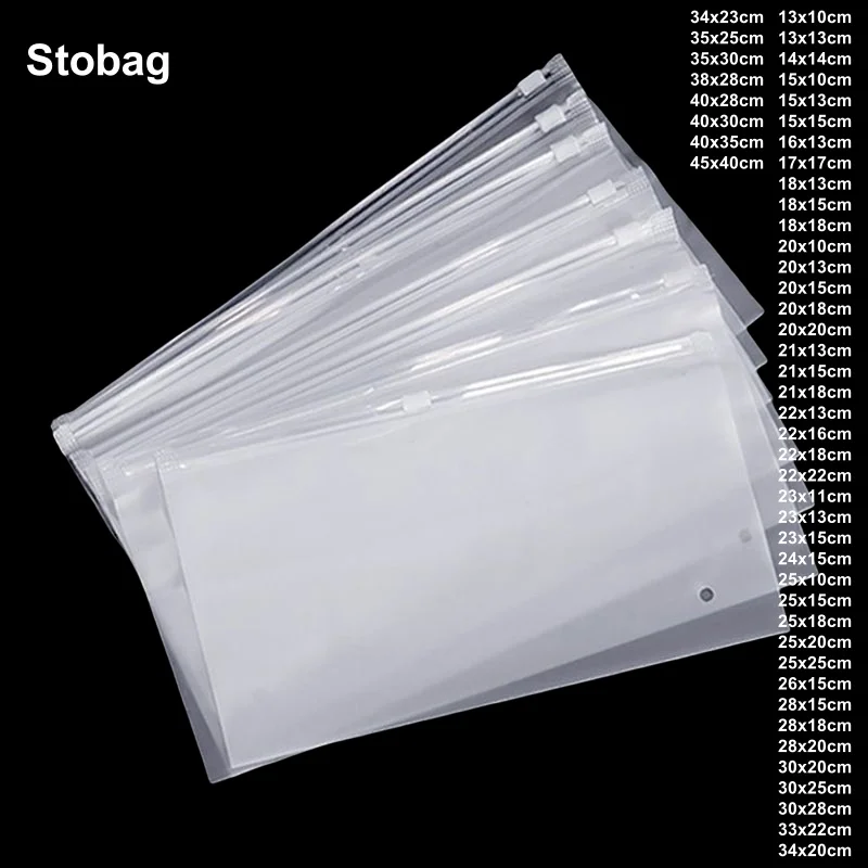 StoBag 5/10pcs Transparent Clear Clothes Packaging Zipper Bag Plastic Sealed Underwear Socks Towel Storage Travel Reusable Pouch