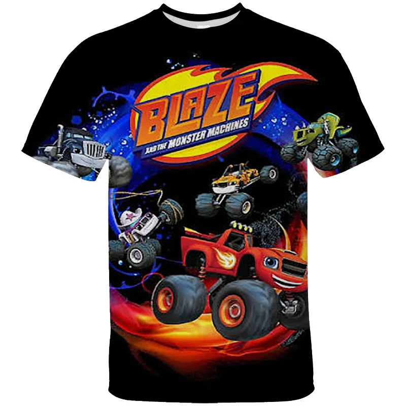 Blaze and the Monster Machines Casual Clothing BLAZE Fashion Graphic 3D Print Tshirt Hip Hop Street Top Monster Short Sleeve Y2K