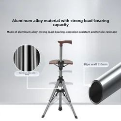 Elderly Crutches Stool Chair Multi-functional Cane Non-slip Folding Portable Light Walking Aid Seated Crutches Liege Outdoor