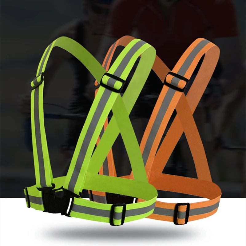 Highlight Reflective Straps Night Running Riding Clothing Vest Adjustable Safety Vest Elastic Band For Adults and Children