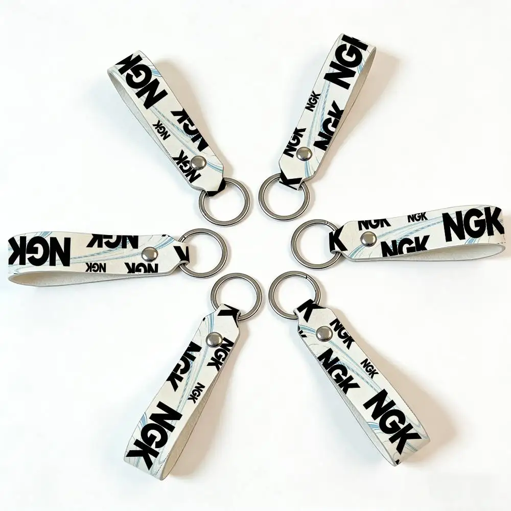 For Ngk High Quality PU Leather Moto Keychain Vintage Style Key Pendant For Scooter Motocross