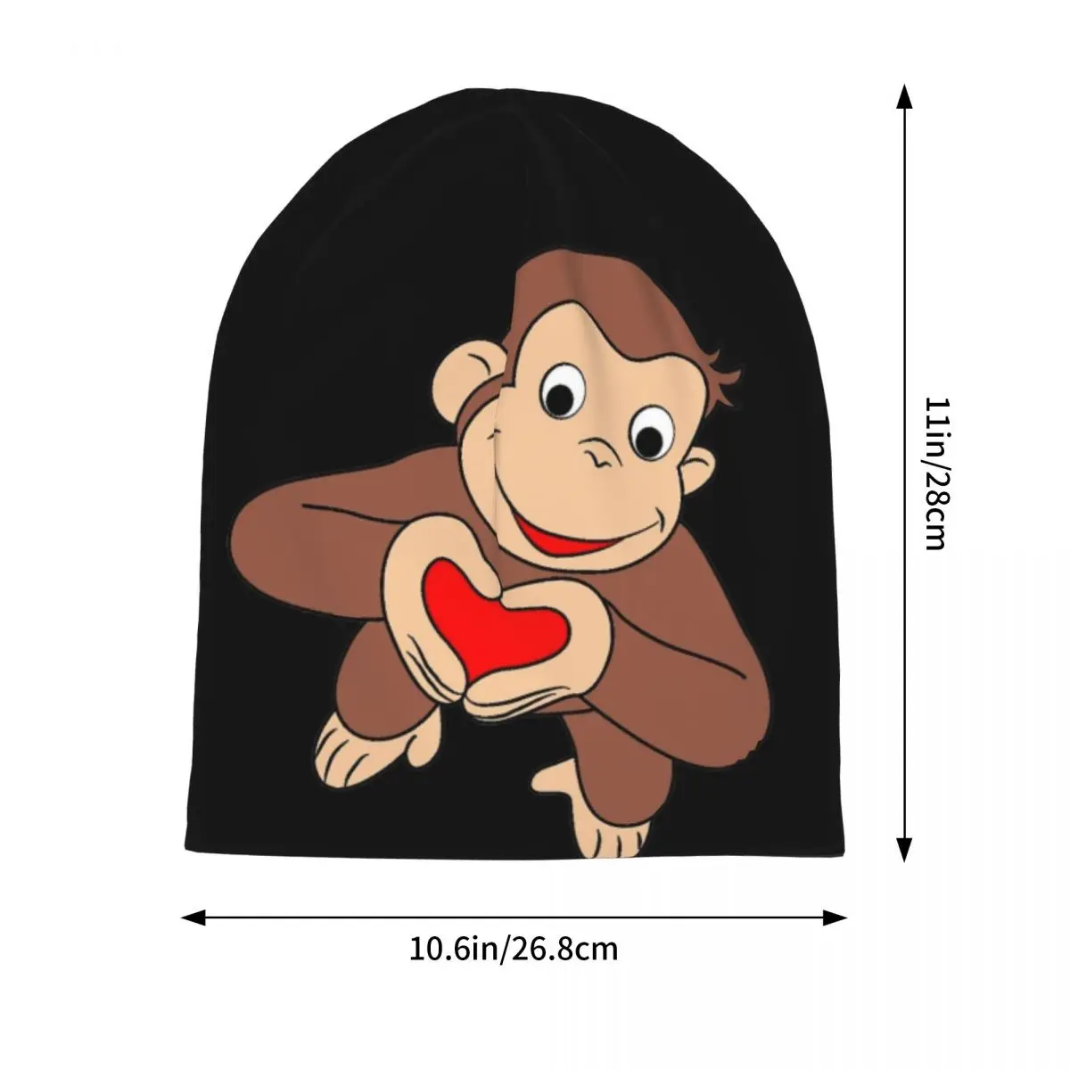 All Heart Cartoon Brown Monkey Bonnet Hats Autumn Winter Street Skullies Beanies Hat Curious George for Men Women Warm Caps