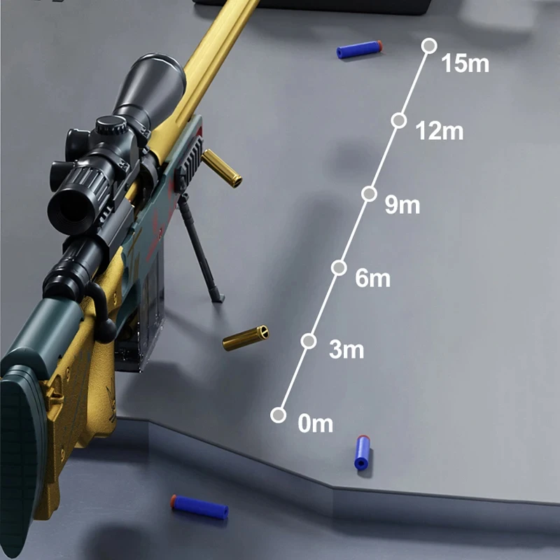 AWM Soft Bullet Gun Jouet pour Enfants, Pistolet de Sniper Kar98k, Modèle de Pistolet, Jouets d'Éjection de Coquille, Jouets d'entraînement de Visée, Cadeau d'Anniversaire