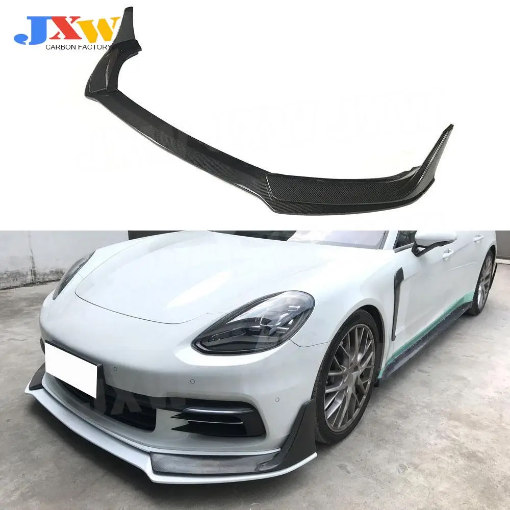 

3Pcs Dry Carbon Fiber Front Bumper Lip Spoiler Splitters Flaps Aprons For Porsche Panamera 971 2017 2018 2019 Car Styling