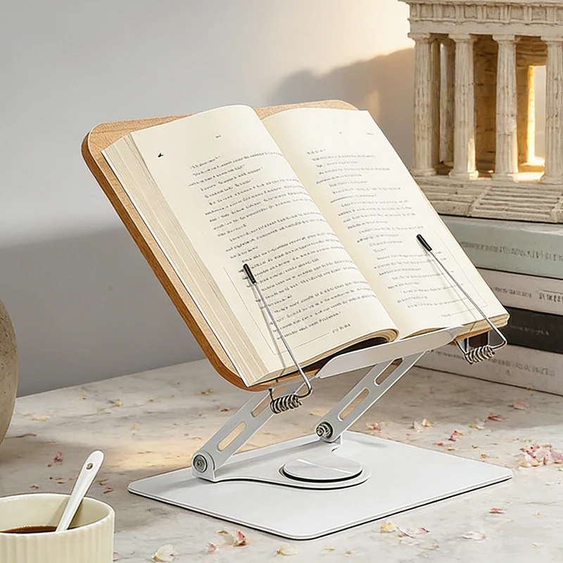 rotating-wood-grain-reading-bookshelf-reading-bracket-children's-desktop-learning-multifunctional-book-flat-support-rack