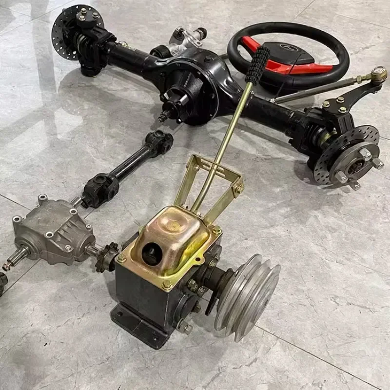 Hot SalesSmall 2WD 4WD Vehicle Front And Rear Axle Tire Walking Chassis Cast Iron Gearbox Modification