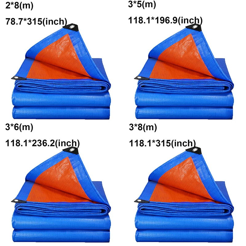 Large Tarpaulin 3*5 4*4 5 6 8 5×5 6*6 8*8 Waterproof Tarp Canopy Cover Sun Shade Sail Uv Block Camping Outdoor Yard Garden Blue