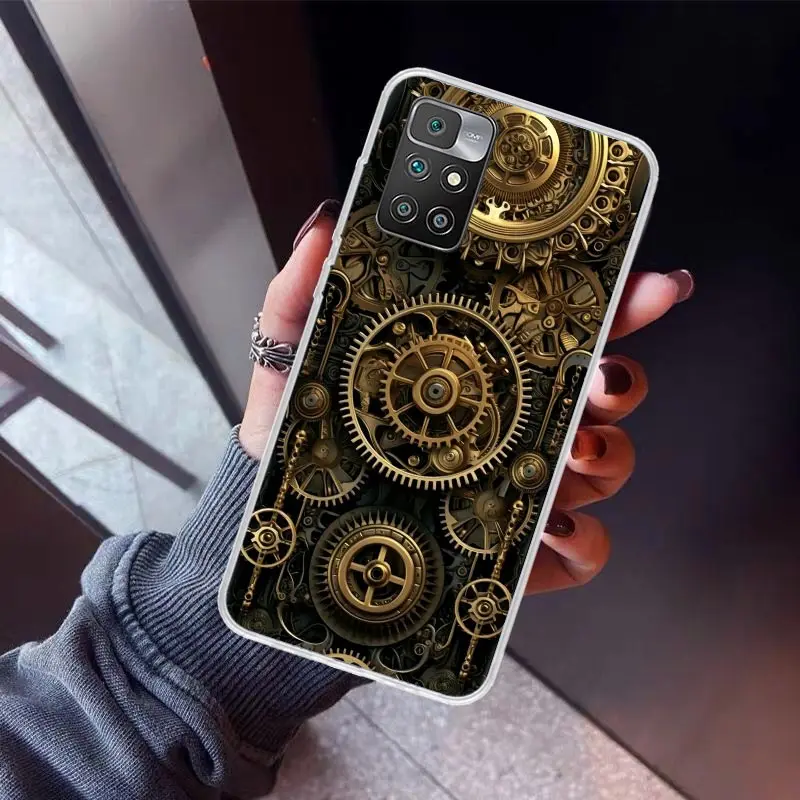 Steampunk Gear Mechanical Phone Case for Xiaomi Redmi 12C 12 10A 10C 10X 10 9A 9C 9T 9 8A 8 7A 7 6A 6 Pro K70 K60 K40 K20 Soft C