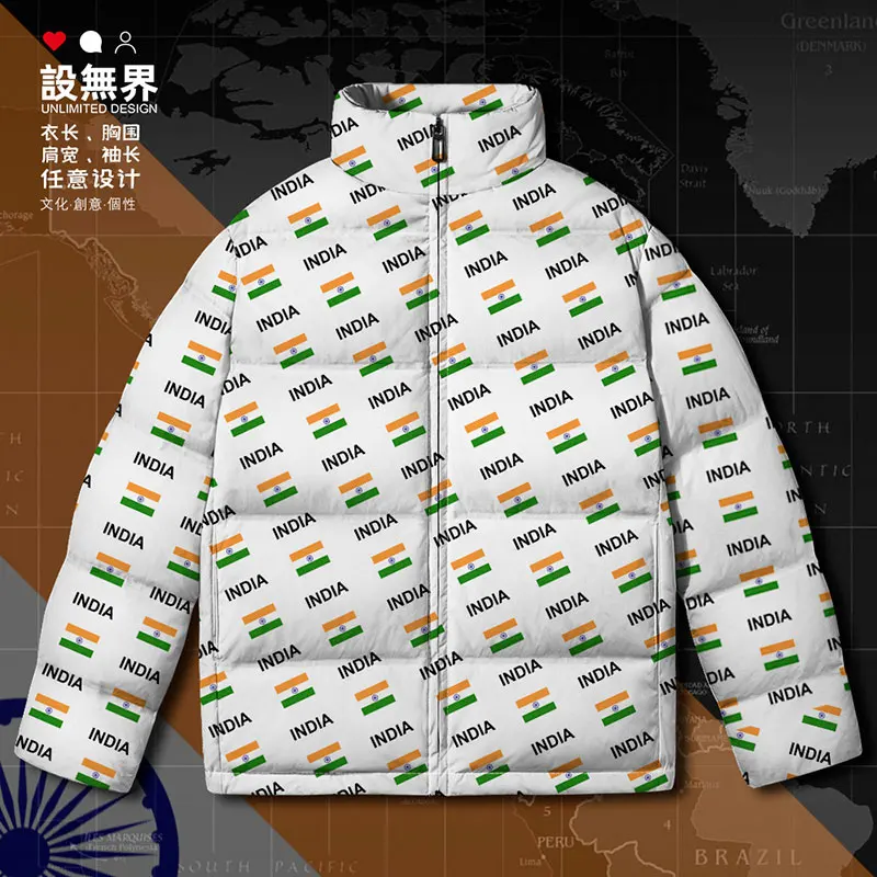 Republic of India IND Indian country flag White duck down Jackets Man mens men's clothing new Thick fashion down coat Winter