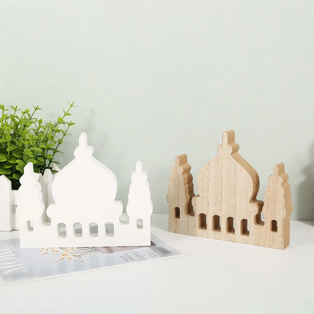 Eid Mubarak Wooden Decoration Creative Ramadan Islamic Muslim Table Ornament Eid Al-Fitr Aid Moubarak Kareem Gift Party Supplies