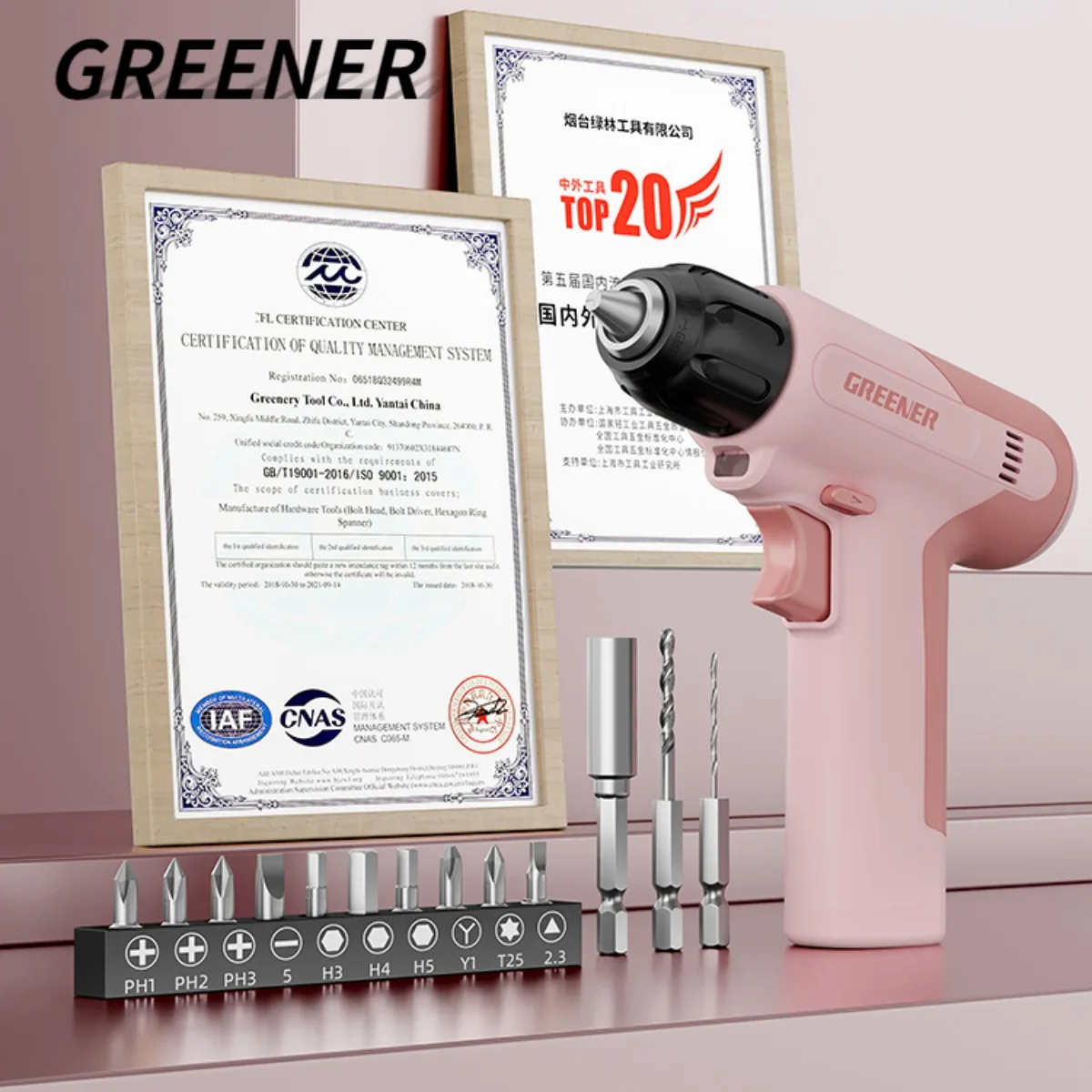 Greener 7.2V Electric Screwdriver 10N.m Cordless Drill Wireless Power Tools Rechargeable 1500mAH Lithium-Ion Battery Pink Drill