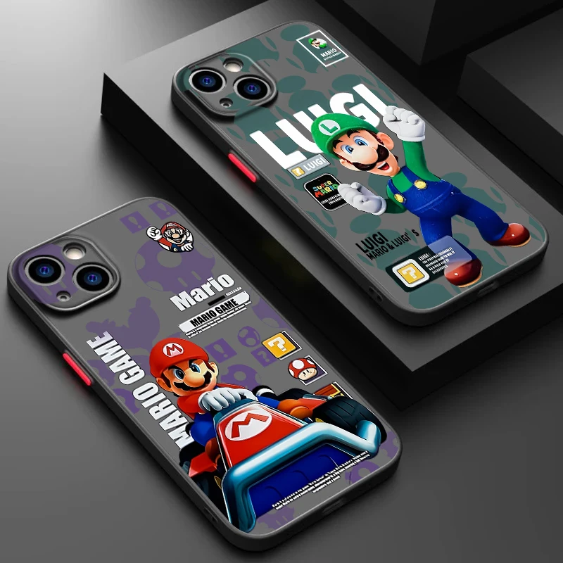 Childhood M-Marios Brave Game Frosted Translucent For Apple iPhone 16 15 14 13 12 11 XS XR X Pro Max Plus Mini Cover Phone Case