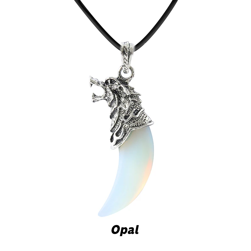 Wolf Tooth Pendant Necklace with Rose Quartz & Amethyst