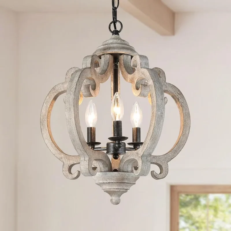 Vintage old dimmable chandelier with candlestick base living room, kitchen wood chandelier