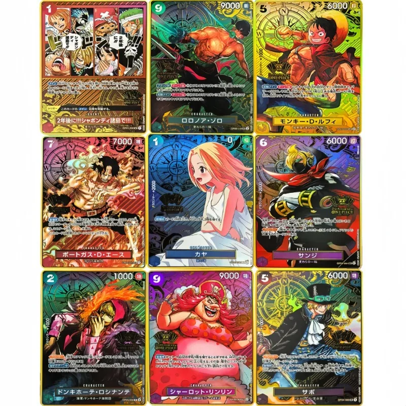 

OPCG One Piece Diy Подарочная коробка на 2-ю годовщину Самодельные коллекционные карты 9 шт./компл. Луффи Ророноа Зоро Vinsmoke Sanji Флэш-карта Игрушки