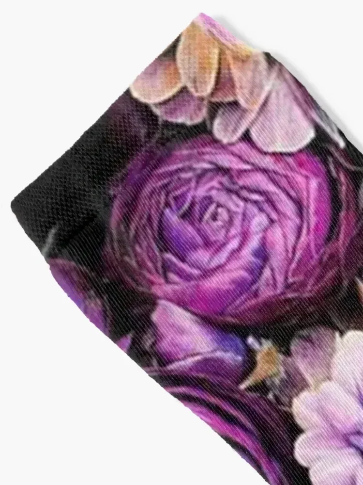 Purple Flowers Socks sheer Lots winter thermal Running Socks Men Women's