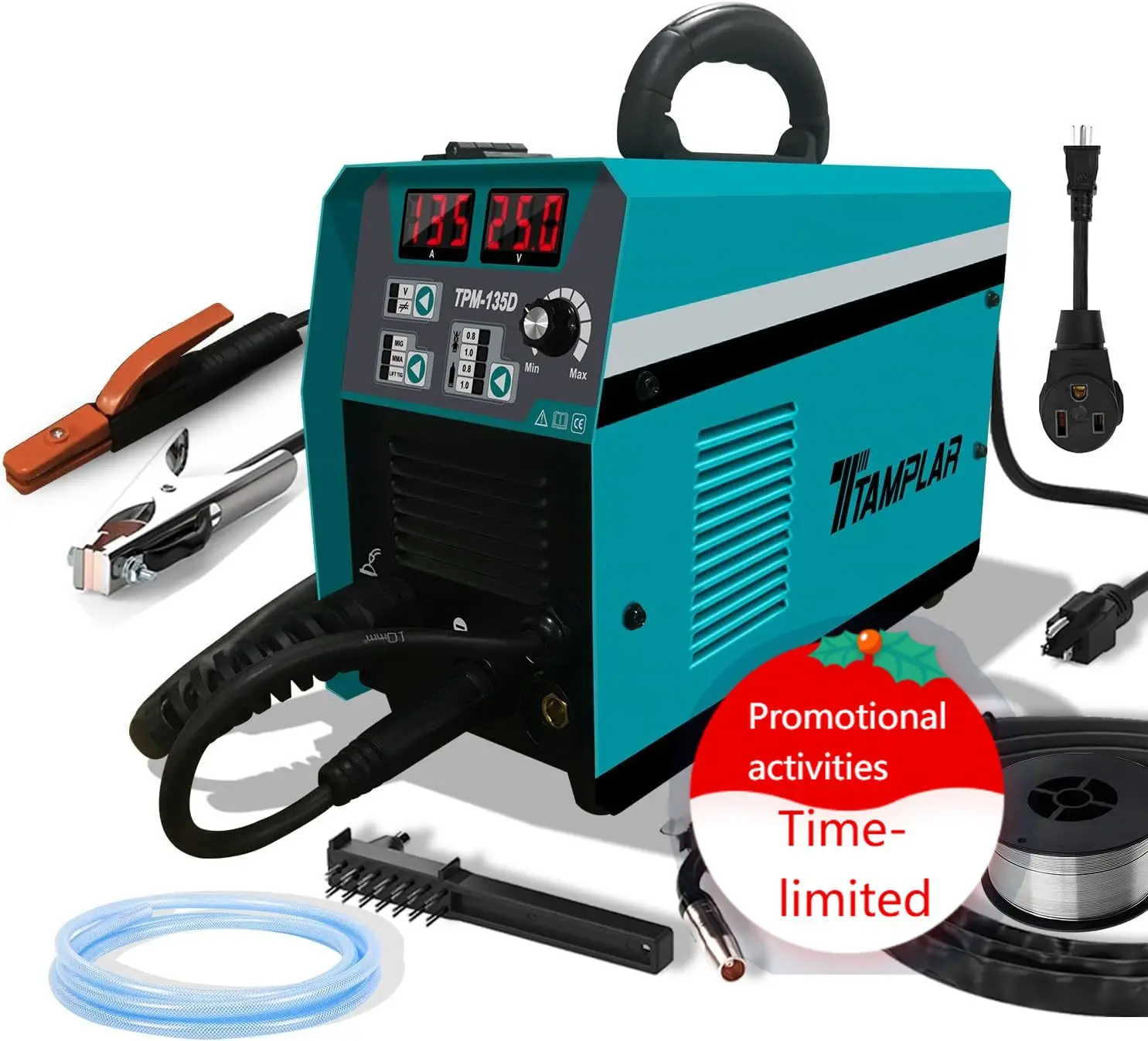 

Сварочный аппарат MIG 135А, 110В/220В, двухрежимное напряжение, 4-в-1: для сварки флюсовой проволокой, дуговой сварки (MMA), Lift TIG, IGBT инверторный, с газом и без газа