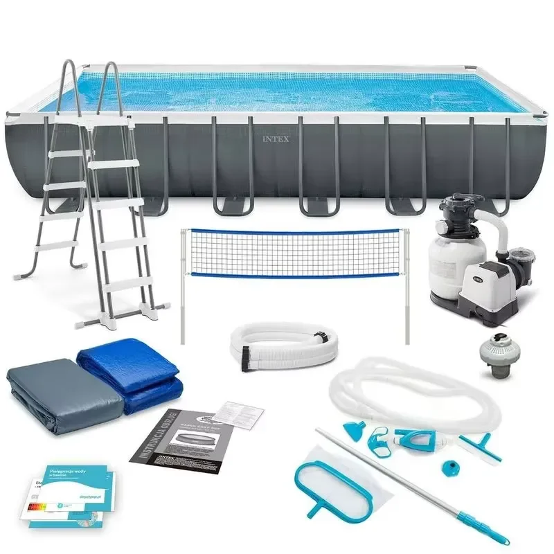 INTEX 26378 975 X 488 X 132 cm Rectangular Ultra Metal Rectangular Frame Above Ground Pool with Saltwater System